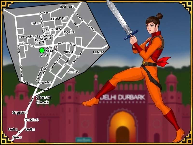 Delhi Durbar Map in Zip Super Hero Showdown Zip Super Hero Showdown Delhi Durbar map with Red Fort and Chandni Chowk
